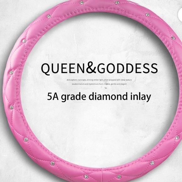 Pink Leather Rhinestone Steering Wheel Cover, new - Picture 5 of 5